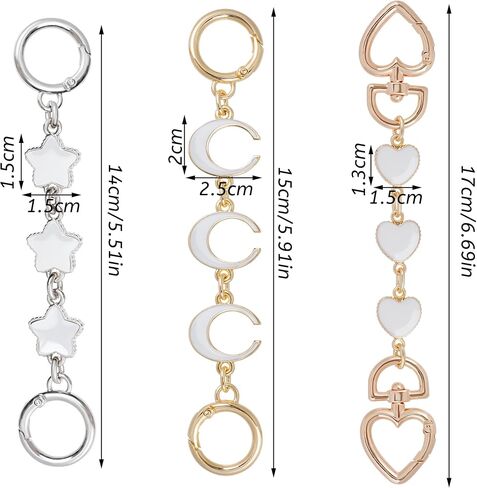 Pistha 3 PCS Bag Extender Chain Moon Star Heart Purse Strap Extender for Handbags Schoolbag Purse Making Supplies in Saudi Arabia