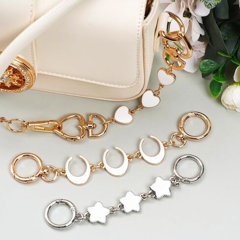 Pistha 3 PCS Bag Extender Chain Moon Star Heart Purse Strap Extender for Handbags Schoolbag Purse Making Supplies in Saudi Arabia