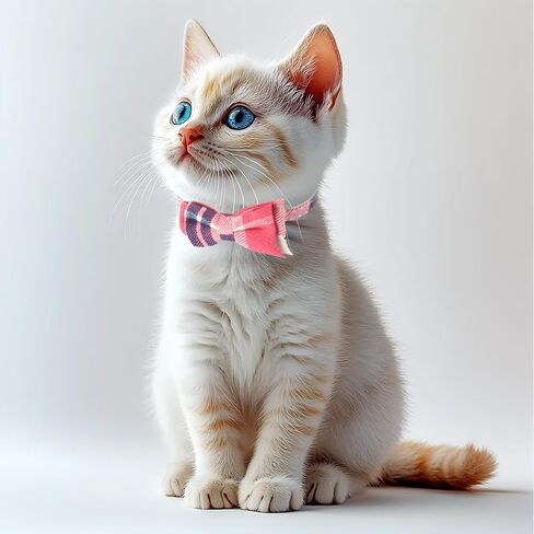 Cat Collar with Bells Kitten Collars Breakaway with Bow Tie QR Code (Blue) in Saudi Arabia