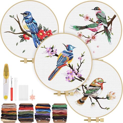 TINDTOP 4 Pack Embroidery Kit for Adult, Embroidery DIY Starter Kit in Saudi Arabia