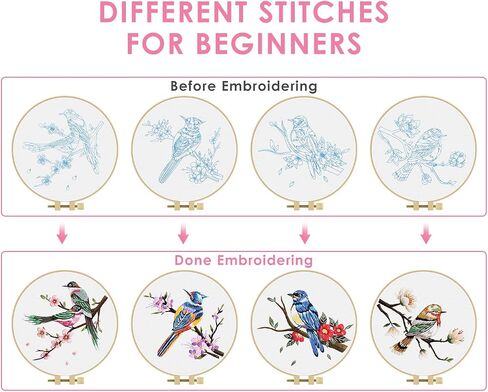 TINDTOP 4 Pack Embroidery Kit for Adult, Embroidery DIY Starter Kit in Saudi Arabia