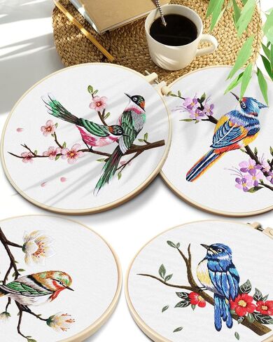 TINDTOP 4 Pack Embroidery Kit for Adult, Embroidery DIY Starter Kit in Saudi Arabia