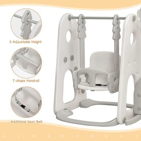 Costzon 6 in 1 Slide Toddler Slide and Swing ، Kids Large Clide Slide Playset مع كرة السلة ، بوابة كرة القدم وثقب الجولف ، مجموعة أرجوحة للملعب في الفناء الخلفي في الهواء الطلق 2-12 هدايا in Kuwait