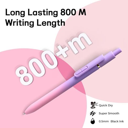 8pc Gel Pens 0.7mm Black Ink Medium Tip - Fast-Dry, No Bleed, Gradient Colors for Office & School in Saudi Arabia