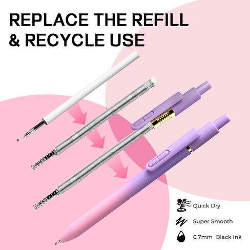 8pc Gel Pens 0.7mm Black Ink Medium Tip - Fast-Dry, No Bleed, Gradient Colors for Office & School in Saudi Arabia