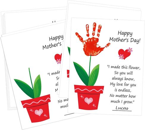 Woukaup Handprint Keepsake Card Making Kits, 10 Funny Mothers Day Card Bulk, Mothers Day Crafts for Classroom and Family Activity, Gifts for Mom from Daughter Son Husband, 8.5x11 Inch in Kuwait