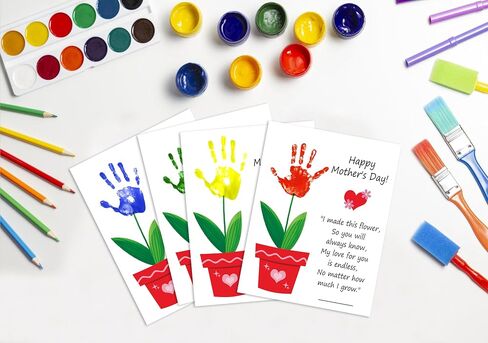 Woukaup Handprint Keepsake Card Making Kits, 10 Funny Mothers Day Card Bulk, Mothers Day Crafts for Classroom and Family Activity, Gifts for Mom from Daughter Son Husband, 8.5x11 Inch in Kuwait