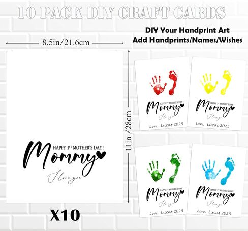 Woukaup Handprint Keepsake Card Making Kits, 10 Funny Mothers Day Card Bulk, Mothers Day Crafts for Classroom and Family Activity, Gifts for Mom from Daughter Son Husband, 8.5x11 Inch in Kuwait
