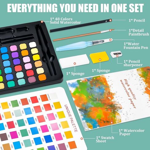 Stocking Stuffers for Kids Water Colors Paper Paint Kits Brushes for Adult Christmas Gifts for Boys Girls Teens Easter Basket Stuffers for Teens Valentines Day Gifts for Kids Birthday Party Travel Watercolor Palette Paint Arts & Crafts supplies in Kuwait