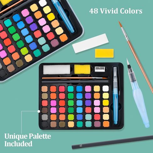 Stocking Stuffers for Kids Water Colors Paper Paint Kits Brushes for Adult Christmas Gifts for Boys Girls Teens Easter Basket Stuffers for Teens Valentines Day Gifts for Kids Birthday Party Travel Watercolor Palette Paint Arts & Crafts supplies in Kuwait