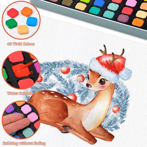 Stocking Stuffers for Kids Water Colors Paper Paint Kits Brushes for Adult Christmas Gifts for Boys Girls Teens Easter Basket Stuffers for Teens Valentines Day Gifts for Kids Birthday Party Travel Watercolor Palette Paint Arts & Crafts supplies in Kuwait