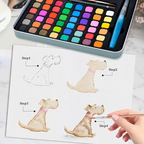 Stocking Stuffers for Kids Water Colors Paper Paint Kits Brushes for Adult Christmas Gifts for Boys Girls Teens Easter Basket Stuffers for Teens Valentines Day Gifts for Kids Birthday Party Travel Watercolor Palette Paint Arts & Crafts supplies in Kuwait