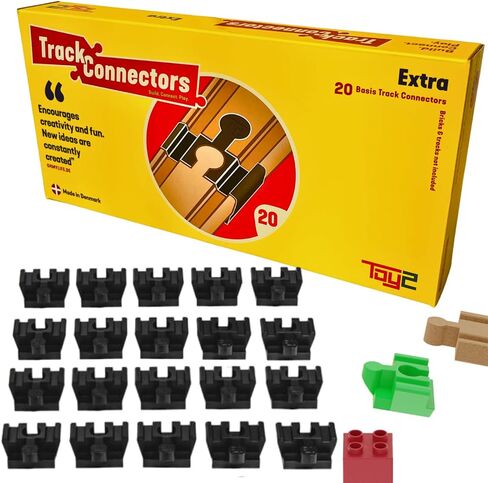 Plastic Track Connectors for Wooden Train Set - 8 Compatible Train Connectors for Duplo & Brio Train Set - Spare Parts for Wooden Train Track Set - Toy2 Track Connectors Basis in Saudi Arabia