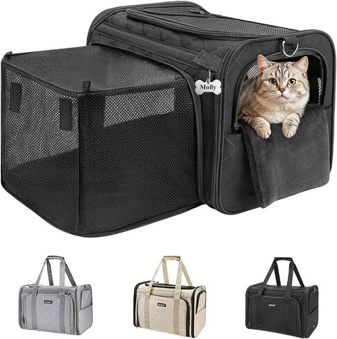 MIDOG Cat Carrier for Small to Medium-Sized Cats,Up to 15 Lbs, TSA Airline Approved Soft Sided Pet Carrier,Collapsible Travel Cat Bag(Beige) in Kuwait