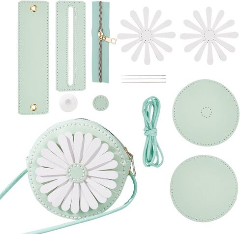 WADORN DIY Purse Sewing Kit, DIY Crafts Lovely Shoulder Bag Sewing Materials Cute Flower Sewing Pattern Sewing Round Bag Kit for Handmade Purse Making Accessories Birthday Gift, Pink in Saudi Arabia
