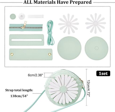 WADORN DIY Purse Sewing Kit, DIY Crafts Lovely Shoulder Bag Sewing Materials Cute Flower Sewing Pattern Sewing Round Bag Kit for Handmade Purse Making Accessories Birthday Gift, Pink in Saudi Arabia
