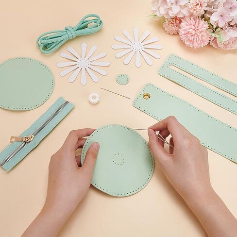 WADORN DIY Purse Sewing Kit, DIY Crafts Lovely Shoulder Bag Sewing Materials Cute Flower Sewing Pattern Sewing Round Bag Kit for Handmade Purse Making Accessories Birthday Gift, Pink in Saudi Arabia