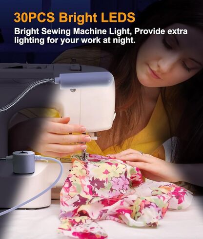 30 LED Sewing Machine Light, Portable Flexible Gooseneck Work Light with Magnetic Mount for Janome, Singer, Brother, Drill Presses, Desks, Crafts, Workbenches, and Lathes in Saudi Arabia