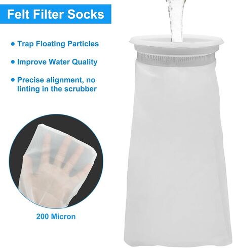 4 Pack 4 Inch Aquarium Filter Bags, Nylon Mesh Filter Socks, 100 Micron Felt Filtration, 4 Inch Ring by 10 Inch Long in Saudi Arabia
