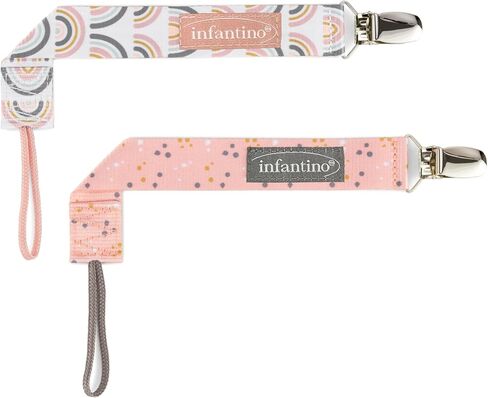 BooginHead by Infantino PaciGrip 2-Pack Pacifier Clips – Universal Fit, Gentle on Clothes, Keeps Pacifiers Clean & Close, Ages 0-36 Months, Black, Grey and White Skater in Saudi Arabia