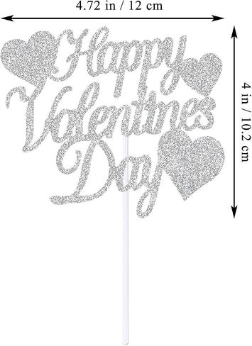 12pcs Red Glitter Happy Valentine's Cake Cake Toppers Food يختار زينة الكيك لموردي حفلة عيد الحب in Kuwait