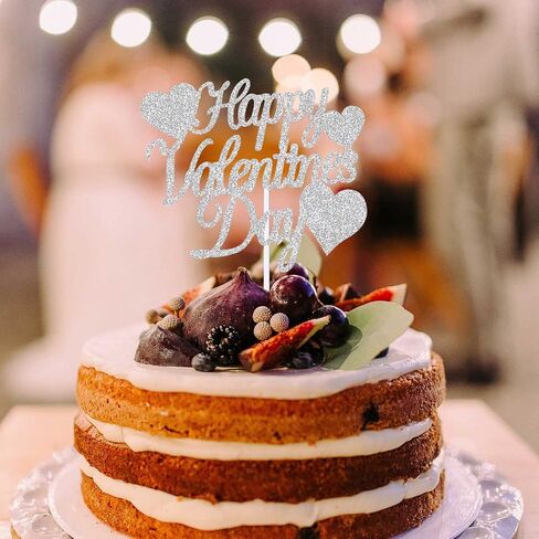 12pcs Red Glitter Happy Valentine's Cake Cake Toppers Food يختار زينة الكيك لموردي حفلة عيد الحب in Kuwait