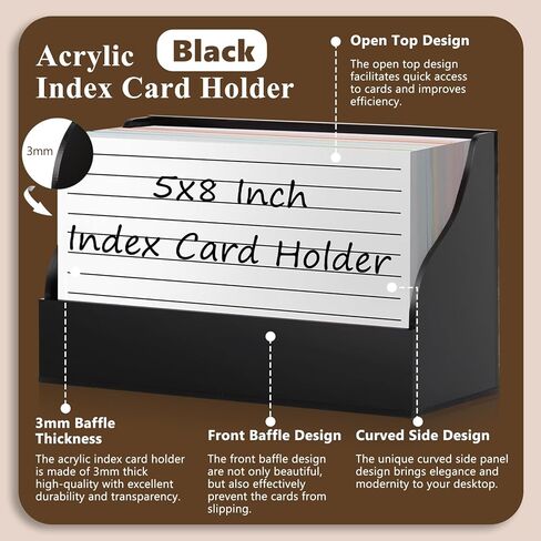 Index Card Display Stand 5x8 Acrylic Card Holder for Desk File Note Clear Postcard Stand Index Card Rack Acrylic Business Card Stand Index Card Organizer Case for Office 4.7X2.4X8.4 No Card in Kuwait