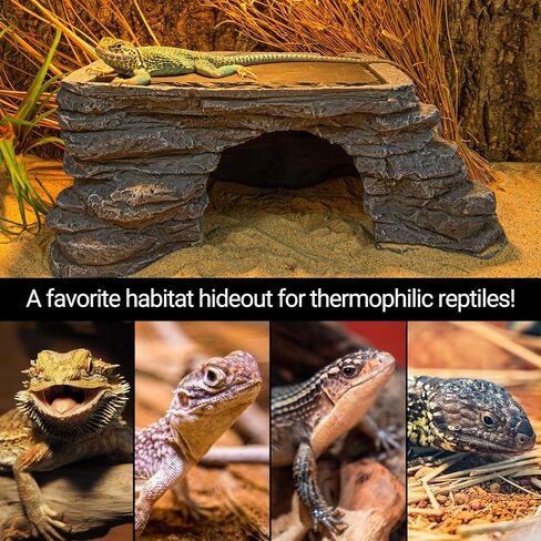 REPTI ZOO Bearded Dragon Basking Platform, Gecko Hide Cave with Heat Storage Slate Stone, Reptile Hideout for Leopard Crested Gecko, Lizard, Snake (9x6x3.9 inch) in Saudi Arabia