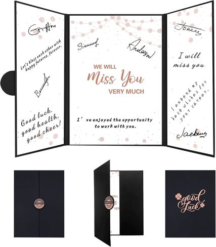 Holkcog Farewell Guest Book Alternative, Farewell Gifts for Coworkers Friends, Rose Gold We Will Miss You Signature Board, Happy Retirement Party Decorations, Going Away，Farewell Card for Women Men in Kuwait