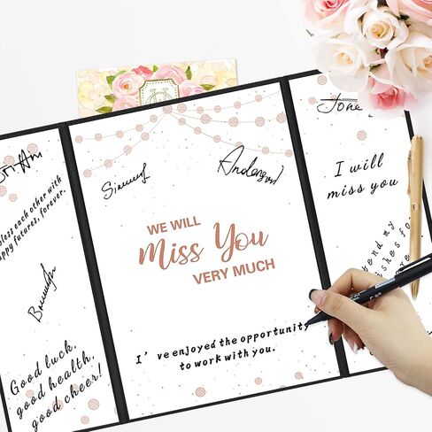 Holkcog Farewell Guest Book Alternative, Farewell Gifts for Coworkers Friends, Rose Gold We Will Miss You Signature Board, Happy Retirement Party Decorations, Going Away，Farewell Card for Women Men in Kuwait