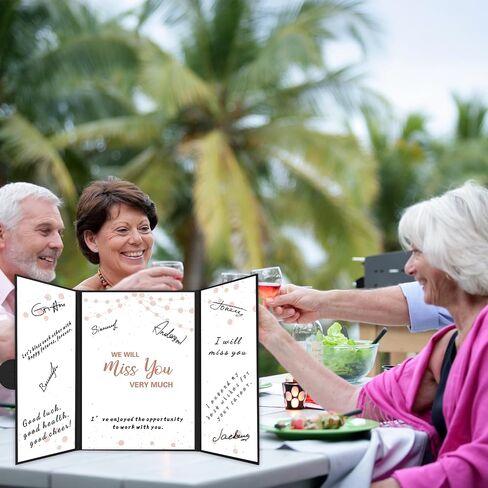 Holkcog Farewell Guest Book Alternative, Farewell Gifts for Coworkers Friends, Rose Gold We Will Miss You Signature Board, Happy Retirement Party Decorations, Going Away，Farewell Card for Women Men in Kuwait