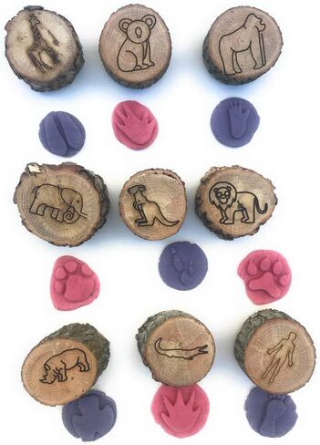 Animal Tracks,Animal Stamps,Animal Stamps for Kids, 9 Pcs Wood Paw Print Animal Track Stamps,Footprint Stamp,Playdough Stampsaninal Tracks Stamps (Forest Animals) in Saudi Arabia