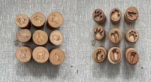 Animal Tracks,Animal Stamps,Animal Stamps for Kids, 9 Pcs Wood Paw Print Animal Track Stamps,Footprint Stamp,Playdough Stampsaninal Tracks Stamps (Forest Animals) in Saudi Arabia