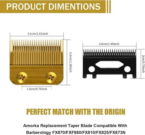 FX802G Replacement Blades for BaBylissPRO Clippers, Replacement Clipper Blades Compatible with BaBylissPRO Barberology FX870/FXF880/FX810/FX825/FX673N, Gold in Kuwait