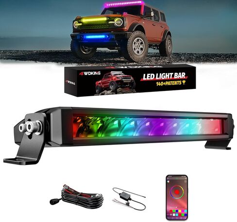 4WDKING Patented RGB Offroad LED Lights Driving/Fog/Pod Lights LED Bar with APP Remote Control for Trucks/Cars/Jeep/Boat/ATV/UTV Super Bright IP68&IP69K Multi-Color Working Beam Lamp (8 inch) in Kuwait