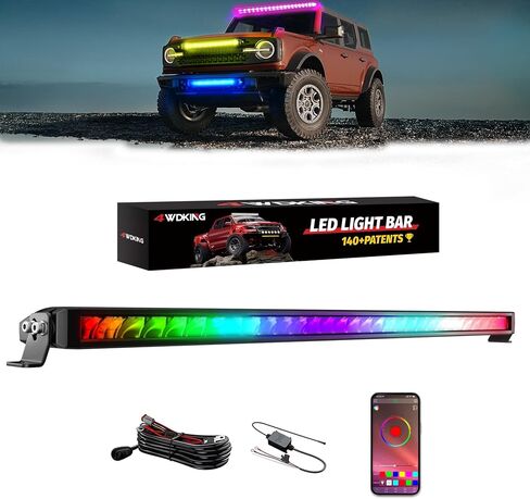 4WDKING Patented RGB Offroad LED Lights Driving/Fog/Pod Lights LED Bar with APP Remote Control for Trucks/Cars/Jeep/Boat/ATV/UTV Super Bright IP68&IP69K Multi-Color Working Beam Lamp (8 inch) in Kuwait