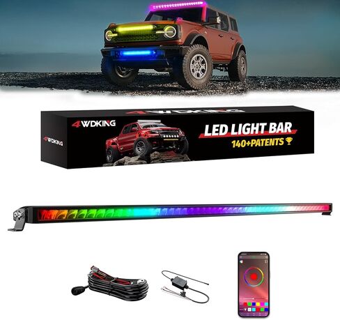 4WDKING Patented RGB Offroad LED Lights Driving/Fog/Pod Lights LED Bar with APP Remote Control for Trucks/Cars/Jeep/Boat/ATV/UTV Super Bright IP68&IP69K Multi-Color Working Beam Lamp (8 inch) in Kuwait