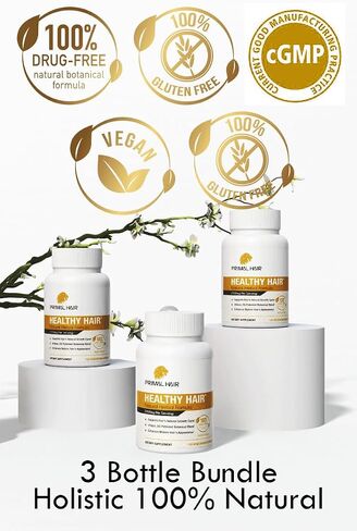 3 PK- 100% Natural Growth Treatment, Reduces Hair Loss, US Patented Formula Proven Effective for Men & Women, 100% Vegan, Non-GMO, 90-Day Supply, 3 Pack in Saudi Arabia