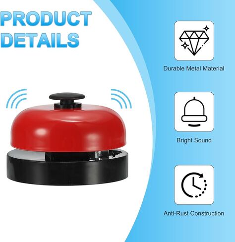 PATIKIL Desk Call Bell 2.5" Diameter, Dinner Desk Front Bell for Service with Metal Anti-Rust Construction for Hotel Restaurant Reception Areas Office Warehouse, Black/White in Kuwait