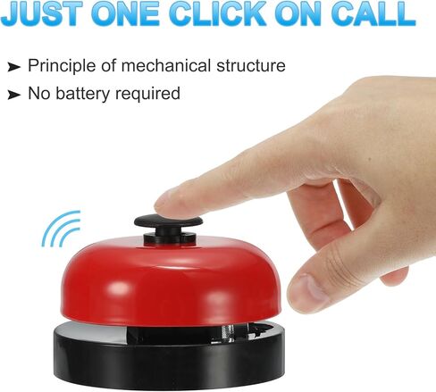 PATIKIL Desk Call Bell 2.5" Diameter, Dinner Desk Front Bell for Service with Metal Anti-Rust Construction for Hotel Restaurant Reception Areas Office Warehouse, Black/White in Kuwait