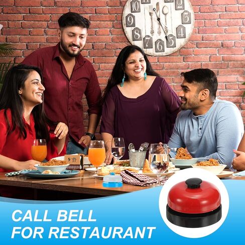 PATIKIL Desk Call Bell 2.5" Diameter, Dinner Desk Front Bell for Service with Metal Anti-Rust Construction for Hotel Restaurant Reception Areas Office Warehouse, Black/White in Kuwait