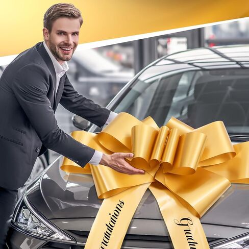 تشونفول 30 بوصة سيارات الدراسات العليا القوس هدية كبيرة القوس للسيارات 2025 تهنئة الخريجين زخرفة غلاف التغليف لحفلة عيد ميلاد الحاضر (الذهب) in Kuwait