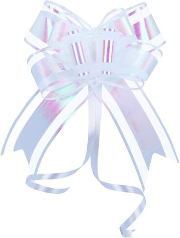 Pull Bows for Gift Wrapping, Large Iridescent White Gifts Bow for Presents Package, Baskets, Christmas, Wedding, and Party Decor(6 inches, 10 PCS) in Saudi Arabia