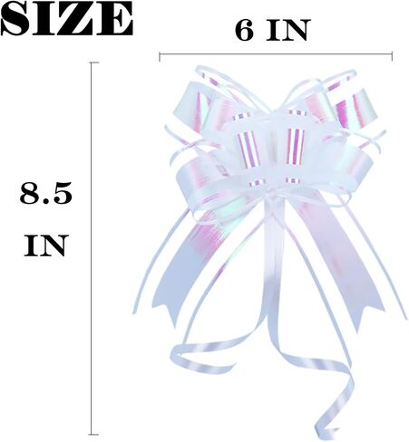 Pull Bows for Gift Wrapping, Large Iridescent White Gifts Bow for Presents Package, Baskets, Christmas, Wedding, and Party Decor(6 inches, 10 PCS) in Saudi Arabia