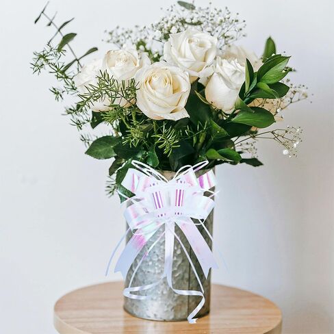 Pull Bows for Gift Wrapping, Large Iridescent White Gifts Bow for Presents Package, Baskets, Christmas, Wedding, and Party Decor(6 inches, 10 PCS) in Saudi Arabia