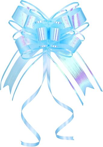 Pull Bows for Gift Wrapping, Large Iridescent White Gifts Bow for Presents Package, Baskets, Christmas, Wedding, and Party Decor(6 inches, 10 PCS) in Saudi Arabia