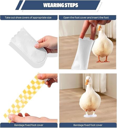 20 Pcs Disposable Booties for Duck Feet, Bumble Foot Wound Care Treatment for Real Duck Pet Duck Supplies with Green Bandage, Large Size in Saudi Arabia