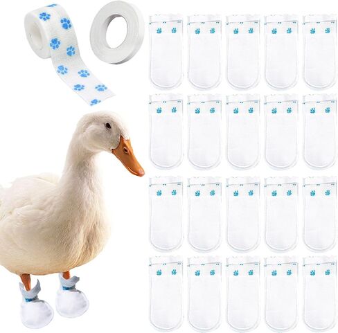 20 Pcs Disposable Booties for Duck Feet, Bumble Foot Wound Care Treatment for Real Duck Pet Duck Supplies with Green Bandage, Large Size in Saudi Arabia
