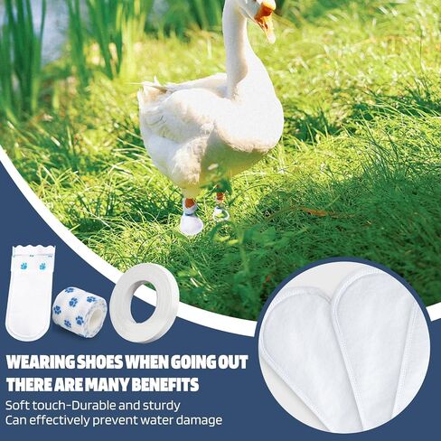 20 Pcs Disposable Booties for Duck Feet, Bumble Foot Wound Care Treatment for Real Duck Pet Duck Supplies with Green Bandage, Large Size in Saudi Arabia