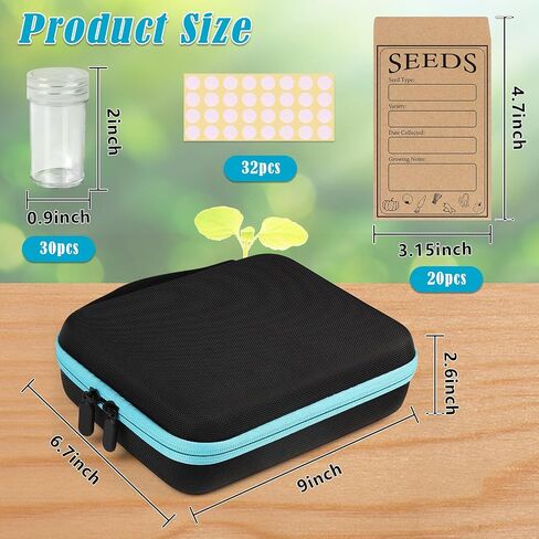 65 Slots Seed Storage Organizer with 20 Seed Envelopes, Sturdy Seed Organizer Box with Zipper Bag Label Stickers 3 Sizes Storage Bottles (Seeds not Included), Seed Storage Container for Flower Plants in Saudi Arabia